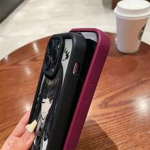 Funda de teléfono con patrón de chica anime para iPhone 16 negro 16PRO parejas 12MINI sensación suave 13PRO única XR TPU grueso 14PLUS diseño de protección de lente de cobertura completa 16PROMAX linda 15 hombres 16PLUS fundas de teléfono 12PRO mujeres 15PRO estética XSMAX a prueba de golpes y anti-caída 14PROMAX/11PRO/12/12PROMAX/14PRO/11PROMAX/13MINI/15PROMAX/14/11/13/16/13PROMAX/XS/15PLUS - Burdeos - Ver 1