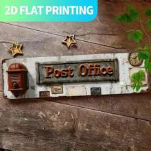 2D Flat, 1 Retro 'Post Office' Metal Sign - 15, 7x3, 9inch Aluminum Wall Decoration, Pre-Cast Hole, Farmhouse, Porch - Easy To Hang, No Electricity Required, Unique Friends And Family, Farmhouse Wall Art| Vintage Wall Sign| Durable Wall Art, Metal Wall Art Decoration, 2D Flat