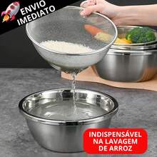 Kit Set Of 3 Stainless Steel Drainer Baskets 22 25 28CM Resistant Washes Food Rice Vegetables Fruits Pasta - 1個25公分籃子 - 查看 4