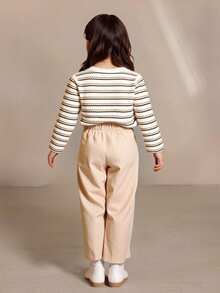 SHEIN 3pcs/Pack Young Girl Casual & Comfy Wide Leg Pants, Spring & Fall - Multicolor - View 5