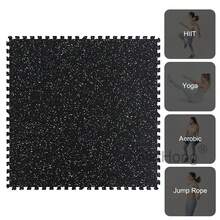 NetHong Thick Gym Floor Mats EVA Foam & Rubber Top Interlocking Waterproof Exercise Mats - Black - View 1