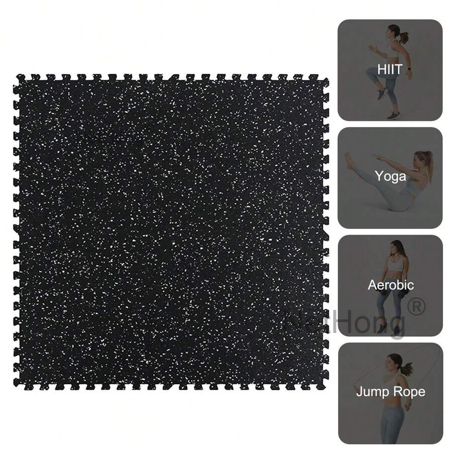 NetHong Thick Gym Floor Mats EVA Foam & Rubber Top Interlocking Waterproof Exercise Mats - Black - View 1