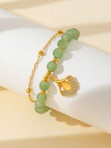 1pc Fashionable Double-Layer Bracelet With Rhinestone Decoration, Great Gift For Birthday