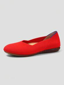 Women's Flats Round Toe V-Shaped Mouth Comfort Daily Casual Commut Low Wedge Ankle Strap Adjustable Buckle Flats Shoes For Valentine's Day - 紅色 - 查看 9