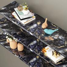 Blue Sapphire Marble Peel And Stick Wallpaper, Removable Self-Adhesive For Kitchen Cabinets, Tables, Desks, Bathroom Countertops, Waterproof