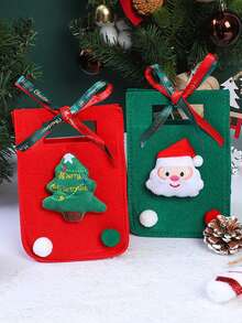 حقيبة من الشعر الاصطناعي للكريسماس، صندوق/حقيبة تفاح عيد الميلاد، حقيبة هدايا، حقيبة هدايا ديكور الحلوى
