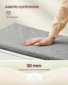 Banco Zapatero de 3 Niveles, con Puertas y Cojín, Estantes Ajustables, 35,5 x 81 x 52,5 cm, para Entrada, Dormitorio, Blanco Nube y Gris Paloma - Blanco - Ver 3