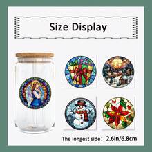 5 Sheets/Set, 30pcs Christmas Tree Round Glass Painting Stickers, UV DTF Glass Cup Stickers, Waterproof And Scratch-Resistant DTF Transfer Stickers, Suitable For Christmas Tree Ornaments, 16oz Glass Cups, Mugs, Crafts, Great For Decorating Personal Items!
