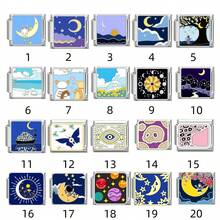 1/5/10/20/30/50pcs Stainless Steel Modular Bracelet Components, Romantic Starry Night Sky Series, DIY Detachable Bracelet Spring Cube