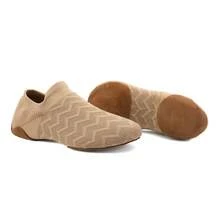 针织舞蹈鞋、透气芭蕾舞鞋、简约平底鞋、爵士舞鞋、瑜伽鞋练习鞋 - 駝色 - 查看 6