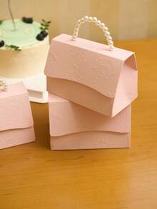 Joivida 10个纸质礼盒，凹凸立体花朵设计，配珍珠手柄，用于派对节日礼品包装，结婚礼品盒，生日礼品盒，小型活动礼品袋，情人节礼品盒。 - 彩色 - 查看 2