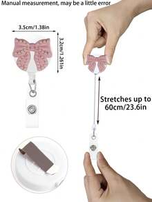 1pc ID Card Holder With Bow Retractable Nurse Badge Reel Cute Resin Bow Teacher Badge Reel For Keys Keychain Best Gift For Doctor Nurse Teacher Student Office Worker For Women Money Wallet Mini Wallet Purse Wallet Card Wallet