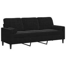 Canapé 3 Places Velor Black - 2 Coussins Decorative, Structure Metal, 180 Cm - màu đen - Xem 6