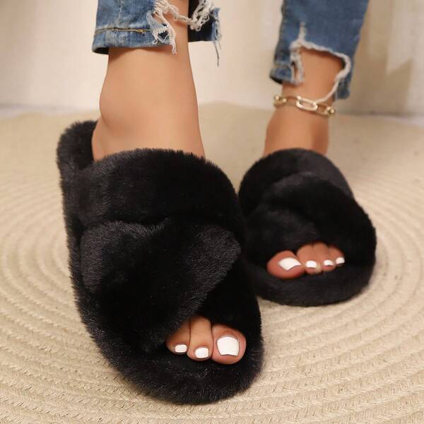 1 Pair Of Cute Diamond-Patterned Fabric Crossover Women's Home Slippers, Suitable For All Seasons, Casual Couple's Home Slippers, Suitable For Both Indoor And Outdoor Use, Applicable To Any Season.