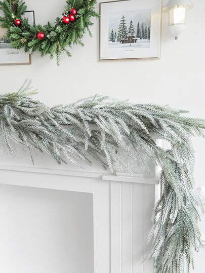 1pc 70.86 Inch Artificial Snowflake Christmas Garland, Multifunctional Hanging Decoration Simulation Green Plant, With White Snow Covered Artificial Norfolk Pine Garland, Winter Frost Holiday Decoration Pine Needle Vine, Suitable For Indoor And Outdoor Christmas Home Decoration, Christmas Tree, Staircase, Fireplace, Holiday Party Decoration - Durable Plastic | No Maintenance Required Christmas Decorations Room Decor Christmas Decorations Home Christmas Gifts Christmas Decor