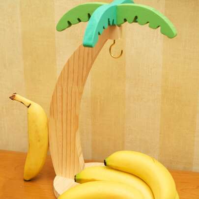Joivida 1 件木制香蕉架，家用储物架，客厅水果储物架