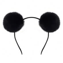 1/6pcs Colorful Fuzzy Ball Headband For Women, Sweet & Cute Hair Hoop For Party Decoration, Autumn/Winter, Hair Band,