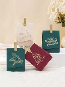 10pcs Christmas Gift Boxes - With Leather Handles, Christmas Tree Design In Holiday Red, White And Green, Suitable For Cookies, Candies, Chocolates And Small Gifts - Ideal For Business Christmas Decor, Party Favors And Winter New Year Presents. Christmas Gift Boxes, Gift Box Packaging, Christmas Decorations, Large Christmas Gift Boxes, Holiday Gifts, Seasonal Decor, Elegant Packaging, Decorative Packaging, Premium Finish (10/5PCS)