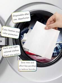 200 pièces Papier absorbant les couleurs, Feuilles de lessive anti-teinture, Convient pour machine à laver, Nettoyage des vêtements, Feuilles absorbantes de couleur. 50/100/200 pièces - Multicolore - Voir 2