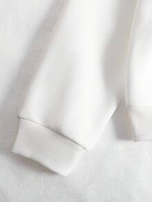 Tween Boy Cartoon Skateboard Print Warm Sweatshirt - White - View 5