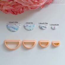 4Pcs/Set 4Sizes 0.5in/0.75in/1in/1.25in Rounded Square/Circle/Bria/Half Circle Organic Shape Polymer Clay Cutters Clay Supplies For DIY Earring Makings - Apricot - View 9