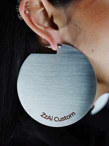 1 Personalized Customized Name, (Deciduous Leaf Shape, Circular, Designed With Exclamation Mark Pattern), Engraved Name Font, African Earrings, Large Earrings. Feature Earrings And Gives Them As Gifts, Handmade Earrings, Gold Earrings, And Personalized Earrings. Fashion Accessories Paired With Clothing, Fashionable Stainless Steel Earrings.