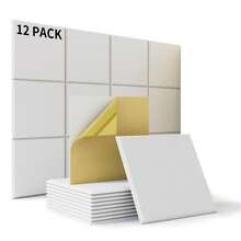 12/24pcs Acoustic Wall Panel Tiles Studio Sound Proofing Insulation Self Adhesive - 白色 - 查看 9