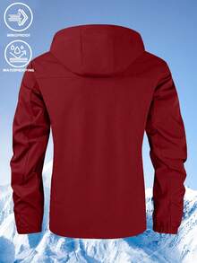 1 pieza Chaqueta cortavientos para hombre para exteriores, abrigo deportivo resistente al agua, adecuado para primavera y otoño - Rojo - Ver 3