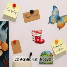 1pc Bright Red & White Acrylic Christmas Stocking Fridge Magnet With Candy Cane, Snowflake And Gold Decor - 2D Flat Decoration, Suitable For Fridge, Door - Holiday Decor For Christmas, New Year, Valentine's Day, Mother's Day, Independence Day - Durable And Easy To Clean Design - Holiday Kitchen And Dining Room Decor - Candy And Ornament Storage Compatible, 2D Flat, Funny Fridge Magnet, Refrigerator Magnet, Christmas, Funny Magnet, Fridge Tape, Cute Fridge Magnet