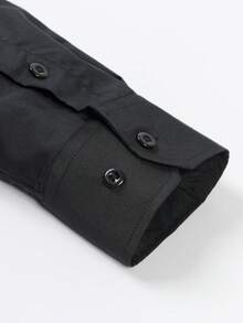 Rand paul Men's Slim Fit Long Sleeve Dress Shirt With Pocket In Fresh Viscose, Easy To Iron And Wrinkle-Free For Office And Casual Wear - 黑色 - 查看 4