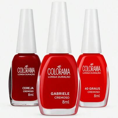 Kit 3 Esmaltes Colorama  Cereja Gabrielle e 40° Graus- Tons Vermelhos