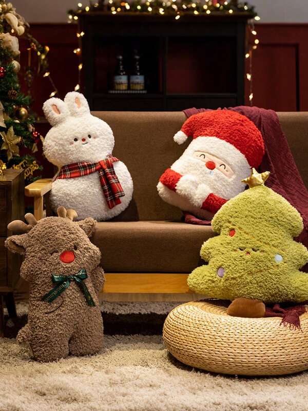 1pc Santa Claus Plush Cushion, Santa Claus Decorative Throw Pillow, Soft And Cute Stuffed Pillow, Large Christmas Hugging Mat Suitable For Home, Bedroom, Office Sofa Decoration, Christmas Birthday Holiday Party Gift.