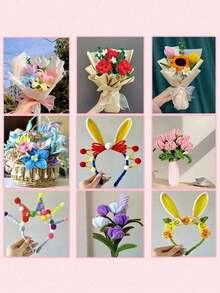 100pcs Fluffy Cleaning Sticks, Soft Fuzzy Craft Sticks Suitable For DIY Flower Bouquets, Floral Arrangements, Children's School Art Projects, Party Decorations, Graduation, Weddings, Birthday Gifts, Mother's Day, Christmas And Other Holiday DIY Crafts - Red Series - View 5