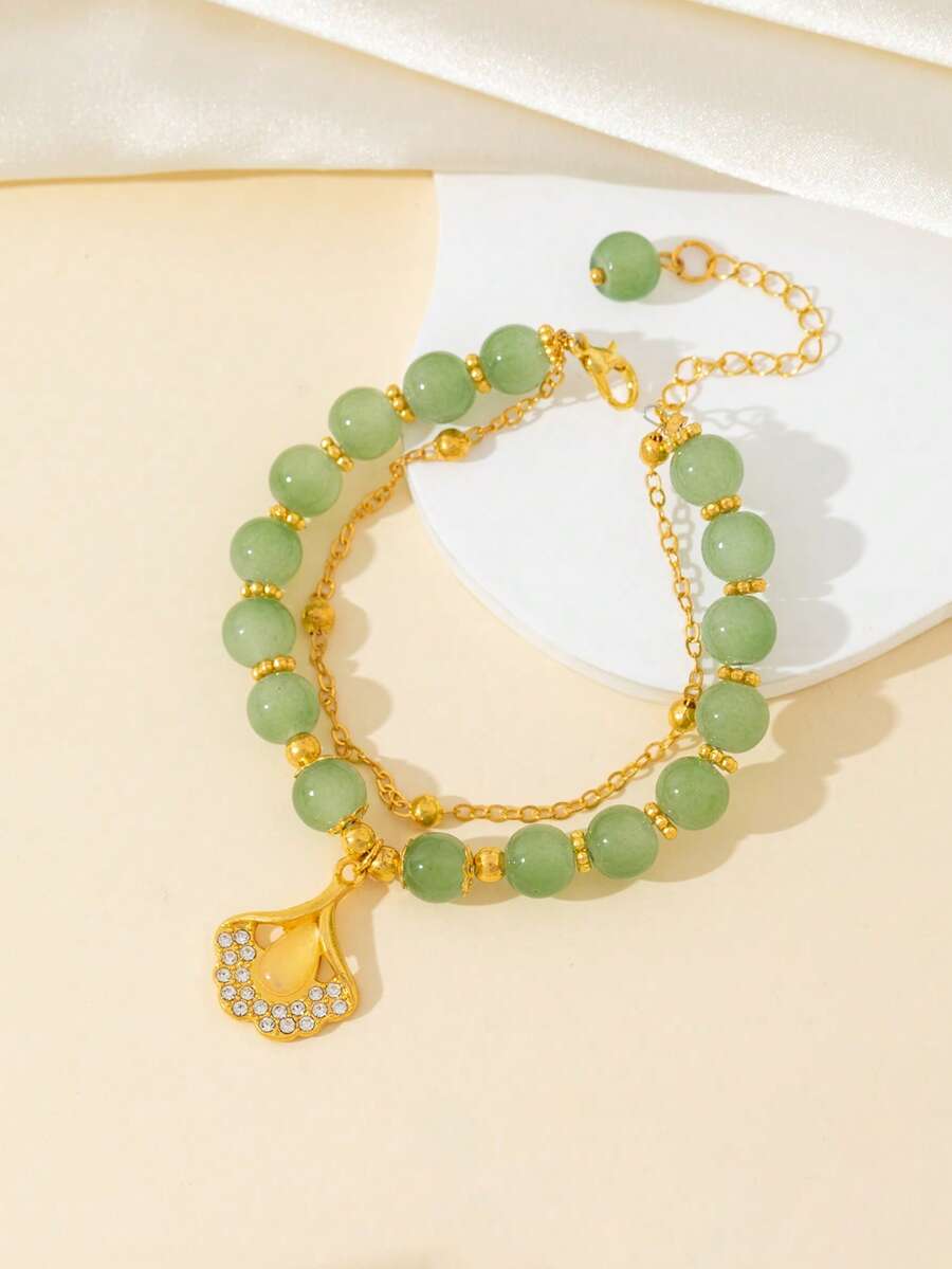 1pc Fashionable Double-Layer Bracelet With Rhinestone Decoration, Great Gift For Birthday