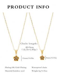 1 件不锈钢项链女士山茶花项链优雅花朵吊坠项链黄金首饰妈妈礼物女士礼物 - 金色 - 查看 5