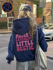 1件少女休闲印花套头卫衣，秋冬季保暖舒适，学生及青少年服装 - 献给拥有远大梦想和勇敢精神的孩子们的传奇卫衣 - 藏蓝色 - 查看 8