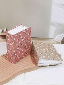 1pc 6-Inch 100-Page Vintage Minimalist Small White Flower Pattern Home Decor Photo Album, Fabric Photo Album, Cartoon Photo Album, Small Fabric Photo Album - Brown - View 12