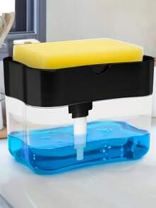 1pc Kitchen Soap Dispenser And 5pcs Sponge Holder, Soap Pump Dispenser With Sponge Rack, Plastic Dishwashing Liquid Squeezer Container, Kitchen Detergent Dispenser, Sink Accessories, Efficient Cleaning Tool Kitchen Items Kitchen Accessories Kitchen Tools