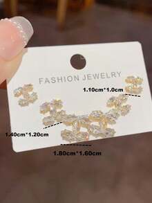 3 Pairs Fashion Personalized White 925 Silver Needle Double C Devil's Eye Stud Earrings, Micro-Inlaid Zirconia, Exquisite Gift Jewelry Suitable For Goddess