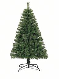 Artificial Holiday Christmas Tree 4ft, Unlit Premium Hinged Spruce Holiday Xmas Tree, 250 Branch Tips & Metal Foldable Stand For Home, Office, Party Decoration, Green Home Decor Christmas Decorations Room Decor Winter