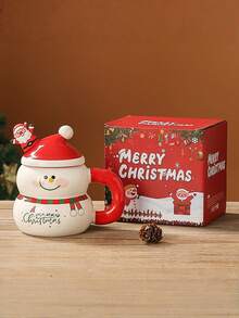 1 件创意圣诞陶瓷杯带勺，大容量带盖，附赠礼盒，适合作为礼物 - 彩色 - 查看 9