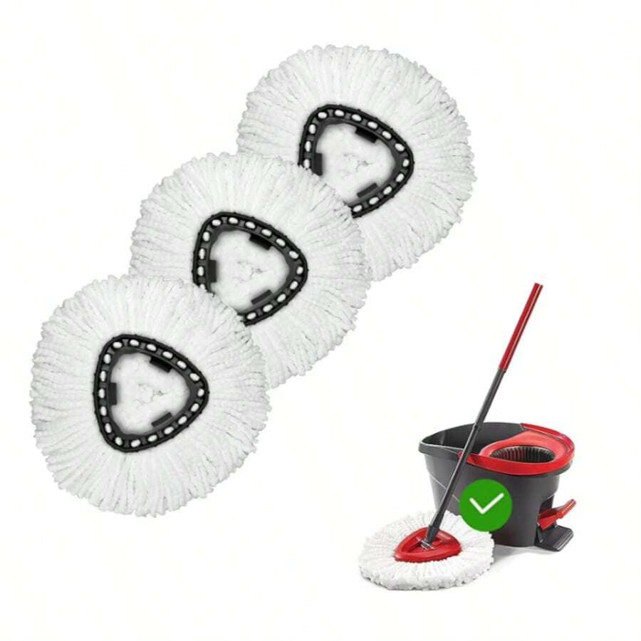 [3 Pack]Spin Mop Replace Head, EasyWrin Spin Mop Head Refill, Universal Microfiber Replacement Mop Heads, Machine Washable, Deep Cleaning And Easy-To-Replace(White) - 白色 - 查看 1