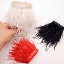 1M 8-10cm White Black Peacock Blue Ostrich Feather Trim - 3 Colors Artificial Feathers For DIY Crafts, Costumes, Wedding & Party Decorations