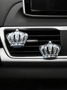 Car Air Vent Decor Metal Crown Rhinestone Decoration, Unisex Car Interior Accessories,Car Accessories,Car Decor,Car Accessories For Women,Car Essentials,Dryer Vent Cleaner.