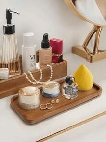 1pc Acorn Style Wooden Tray, Oval/Rectangular Wooden Platter For Beauty Display, Aromatherapy Candles, Perfumes, Jewelry, Skincare, Cosmetics, Multipurpose Tray, Desktop Organizer, Dining Table Decor For Valentine's Day & Christmas, Kitchen, Living Room, Bedroom, Bathroom Storage, Boho Travel Organizer, Dorm Room, Christmas Gift