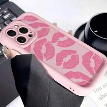 Gaozhu Pink Lip Print TPU Anti-Drop Full Coverage Precision Protective Case For Apple  6/7/8/X/Xs/Xr/Xs Max/11/12/13/14/15/16 Pro Max, Phone Drop Protection, Daily Phone Shield, Full Coverage Phone Cover, TPU Phone Case, Cute Lip Motif, Kiss Mark Design, Precision Fit Cover, Durable Phone Shell, Fashion Phone Users, Style-Conscious Owners,Suitable For  17 Air - Hồng - Xem 4