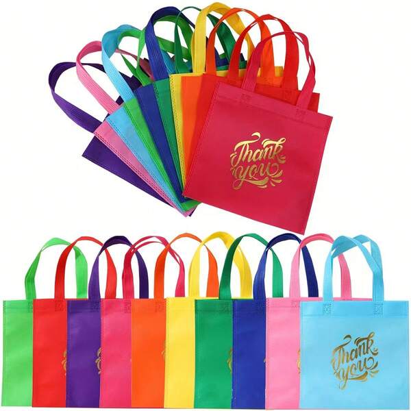 10 piezas Bolsas de regalo de tela no tejida con asa para fiestas, cumpleaños, bodas, festivales