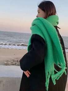 1pc Men's Solid Color Winter Scarf, Minimalist Headscarf, Beach Shawl, Soft & Cozy New Solid Color Scarf For Men & Women, Student Dreamy Macaron Color, Thick Circle Scarf Shawl To Keep Warm, Unisex Scarf, Couples Scarf - Multicolor - View 9