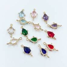 5pcs Copper Zirconia Water Drop Shaped Dual Pendant, DIY Earrings, Bracelets, Hair Accessories Connectors, Jewelry Findings - Multicolor - View 9