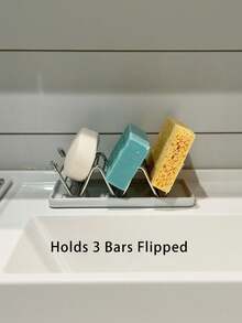 Porte-savon réversible à vagues pouvant contenir 2-3 barres, support à savon en acier inoxydable autonettoyant, support à savon pour salle de bain et douche, étagère à savon pour évier de cuisine, organisateur de savon pour la maison, plateau de rangement de savon pour plan de travail, accessoires de salle de bain résistants à la rouille